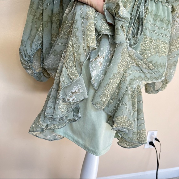 Altar’d State Long Sleeve Bandanna Print Wrap Front Dress - Picture 6 of 14